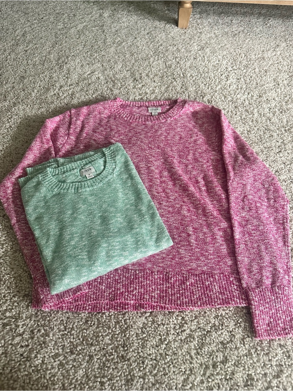 J. Crew Marled Crewneck Sweater - Pink and green